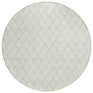 HomeRoots 5' Stylish Ivory and Beige Geometric Area Rug – Durable, Washable Design for Indoor and Outdoor Use 8' Round 596113