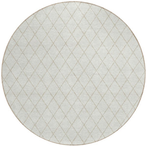 HomeRoots 5' Stylish Ivory and Beige Geometric Area Rug – Durable, Washable Design for Indoor and Outdoor Use 8' Round 596113