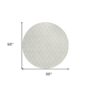 HomeRoots 5' Stylish Ivory and Beige Geometric Area Rug – Durable, Washable Design for Indoor and Outdoor Use 8' Round 596113