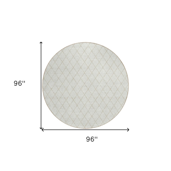 HomeRoots 5' Stylish Ivory and Beige Geometric Area Rug – Durable, Washable Design for Indoor and Outdoor Use 8' Round 596113