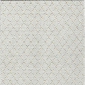 Homeroots 3' Beige And Ivory Geometric Washable Area Rug For Indoor And Outdoor Spaces - Durable Design! 8' X 10' Polyester 596114