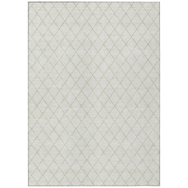 HomeRoots 5' Stylish Ivory and Beige Geometric Area Rug – Durable, Washable Design for Indoor and Outdoor Use 8' X 10' 596114
