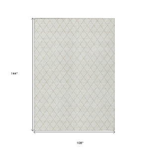Homeroots 3' Beige And Ivory Geometric Washable Area Rug For Indoor And Outdoor Spaces - Durable Design! 9' X 12' Polyester 596115
