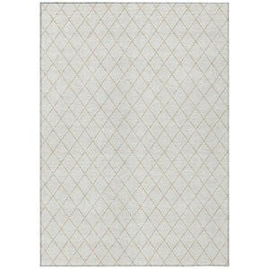 HomeRoots 9' X 12' Ivory & Beige Geometric Indoor/Outdoor Area Rug - Stylish, Durable, and Easy to Clean! 596115