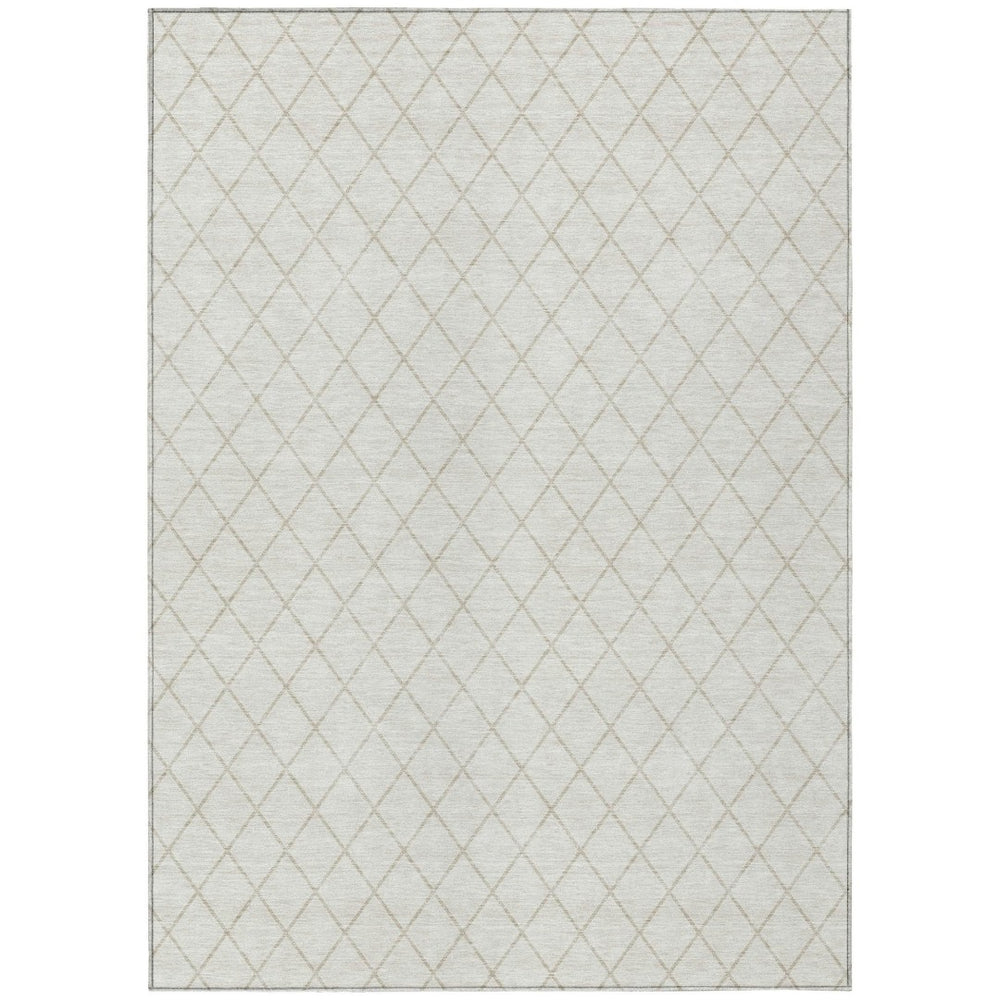 HomeRoots 5' Stylish Ivory and Beige Geometric Area Rug – Durable, Washable Design for Indoor and Outdoor Use 10' X 14' 596116