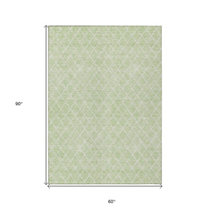 HomeRoots 5' Modern Mint Green and Ivory Geometric Indoor Outdoor Area Rug - Durable, Washable, Stylish Comfort 5' X 8' 596124