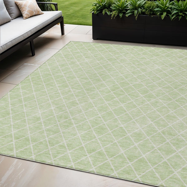 HomeRoots 5' Modern Mint Green and Ivory Geometric Indoor Outdoor Area Rug - Durable, Washable, Stylish Comfort 5' X 8' 596124