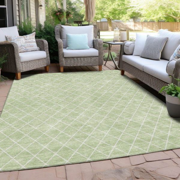 HomeRoots 5' Modern Mint Green and Ivory Geometric Indoor Outdoor Area Rug - Durable, Washable, Stylish Comfort 5' X 8' 596124