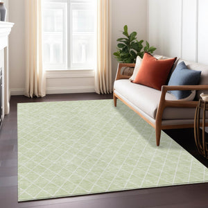 HomeRoots 5' Modern Mint Green and Ivory Geometric Indoor Outdoor Area Rug - Durable, Washable, Stylish Comfort 5' X 8' 596124