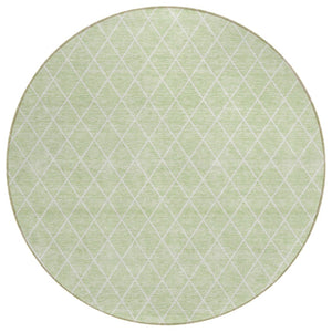 HomeRoots 5' Modern Mint Green and Ivory Geometric Indoor Outdoor Area Rug - Durable, Washable, Stylish Comfort 8' Round 596125