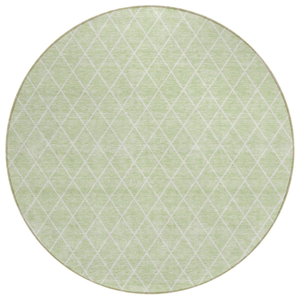 HomeRoots 5' Modern Mint Green and Ivory Geometric Indoor Outdoor Area Rug - Durable, Washable, Stylish Comfort 8' Round 596125