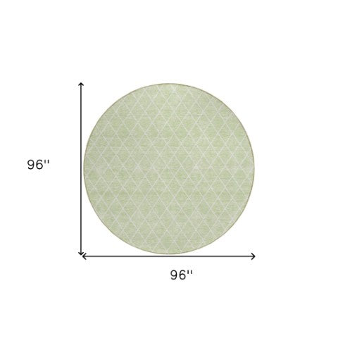 Homeroots 3' Beige And Ivory Geometric Washable Area Rug For Indoor And Outdoor Spaces - Durable Design! 8' Round Polyester 596125
