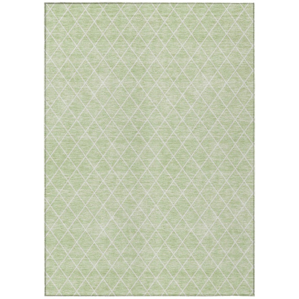 HomeRoots 9' X 12' Mint Green and Ivory Geometric Area Rug - Durable, Washable, Stylish for Indoor & Outdoor Use 596127