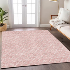 Homeroots 3' Beige And Ivory Geometric Washable Area Rug For Indoor And Outdoor Spaces - Durable Design! 9' X 12' Polyester 596139