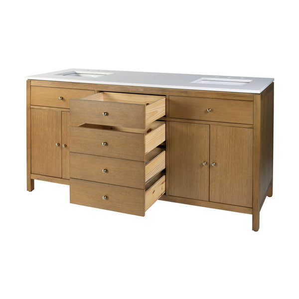 Butler Specialty Company Nora 72-inch Double Sink Bathroom Vanity Set With Elegant Quartz Top Natural Mdf,White Quartz,Plywood,Ceramic,Rubberwood,Pine,Veneers,Acacia,Composite Wood 5961452-butler