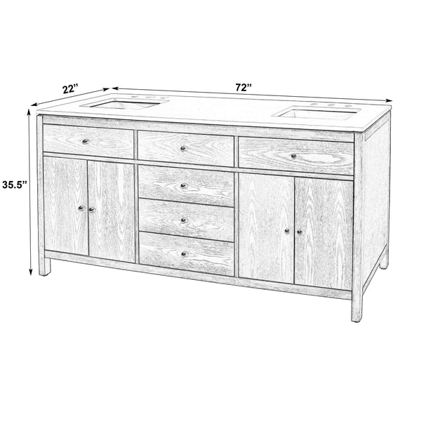 Butler Specialty Company Nora 72-inch Double Sink Bathroom Vanity Set With Elegant Quartz Top Natural Mdf,White Quartz,Plywood,Ceramic,Rubberwood,Pine,Veneers,Acacia,Composite Wood 5961452-butler
