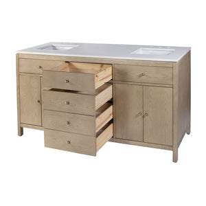 Butler Specialty Company Nora 72-inch Double Sink Bathroom Vanity Set With Elegant Quartz Top Light Brown Mdf,White Quartz,Acacia,Plywood,Ceramic,Pine,Veneers,Composite Wood 5961492-butler