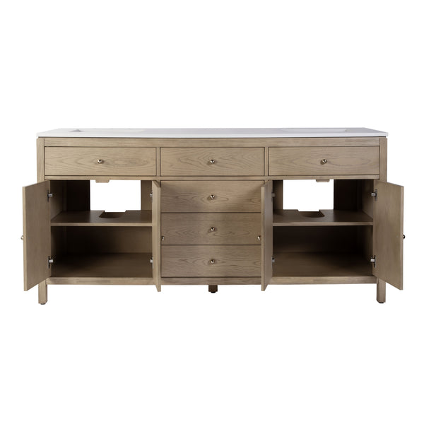 Butler Specialty Company Nora 72-inch Double Sink Bathroom Vanity Set With Elegant Quartz Top Light Brown Mdf,White Quartz,Acacia,Plywood,Ceramic,Pine,Veneers,Composite Wood 5961492-butler