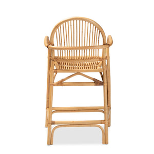 English Elm Modern Boho Rattan Rod Dining Chair Set of Two with Crisscross Base for Casual Spaces B2750P420359
