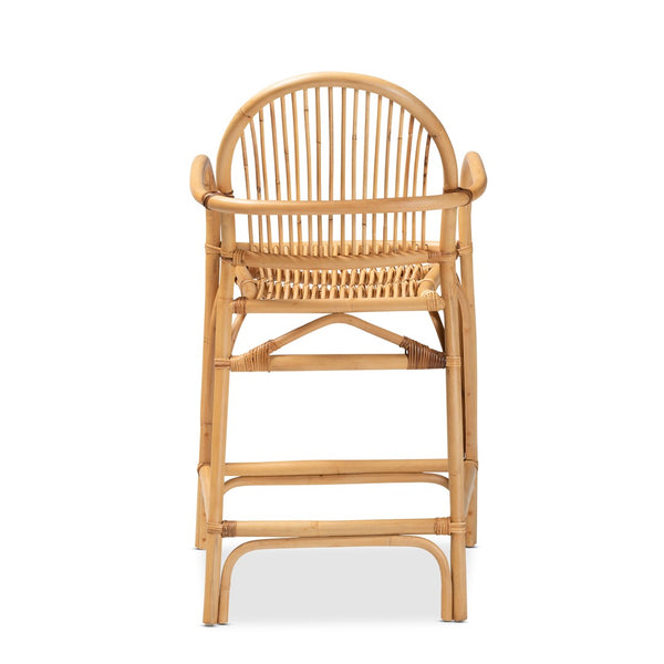 English Elm Modern Boho Rattan Rod Dining Chair Set of Two with Crisscross Base for Casual Spaces B2750P420359