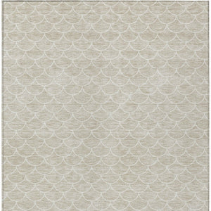 Homeroots 3' Stylish Beige And Ivory Geometric Washable Area Rug For Indoor And Outdoor Spaces, Durable Design 5' X 8' Polyester 596160