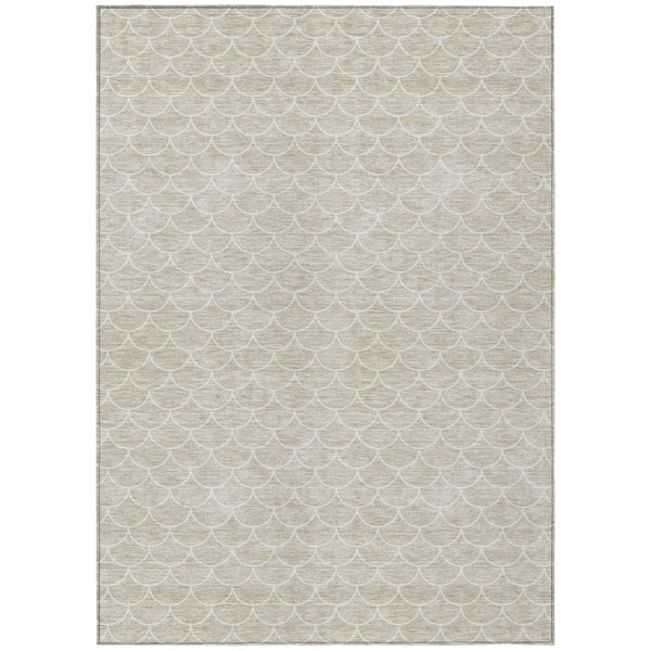 HomeRoots 5' Beige and Ivory Geometric Area Rug - Stylish, Washable, Durable Design for Indoor and Outdoor Spaces 5' X 8' 596160