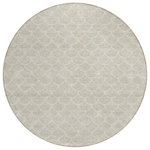 HomeRoots 5' Beige and Ivory Geometric Area Rug - Stylish, Washable, Durable Design for Indoor and Outdoor Spaces 8' Round 596161