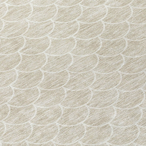 HomeRoots 5' Beige and Ivory Geometric Area Rug - Stylish, Washable, Durable Design for Indoor and Outdoor Spaces 8' Round 596161