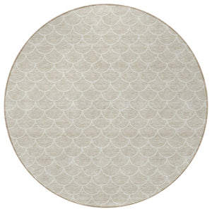 HomeRoots 5' Beige and Ivory Geometric Area Rug - Stylish, Washable, Durable Design for Indoor and Outdoor Spaces 8' Round 596161