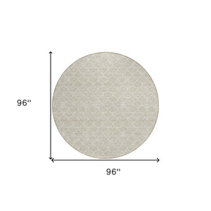 HomeRoots 5' Beige and Ivory Geometric Area Rug - Stylish, Washable, Durable Design for Indoor and Outdoor Spaces 8' Round 596161