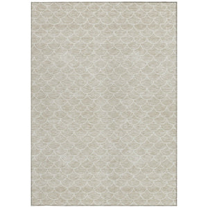 Homeroots 3' Stylish Beige And Ivory Geometric Washable Area Rug For Indoor And Outdoor Spaces, Durable Design 8' X 10' Polyester 596162