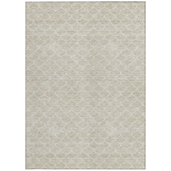HomeRoots 9' X 12' Beige and Ivory Geometric Indoor-Outdoor Rug – Durable, Washable, Stain-Resistant Perfection! 596163