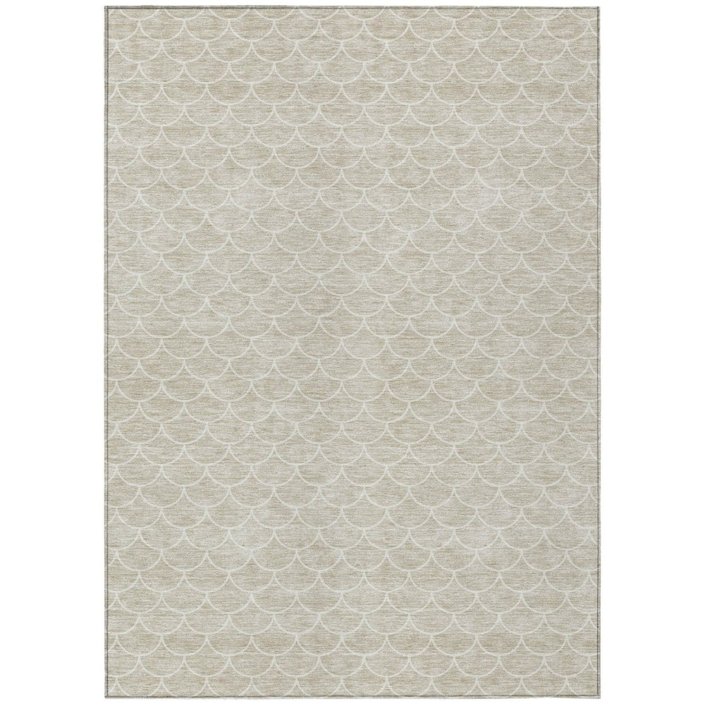 HomeRoots 9' X 12' Beige and Ivory Geometric Indoor-Outdoor Rug – Durable, Washable, Stain-Resistant Perfection! 596163