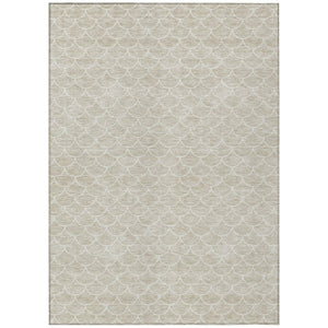 HomeRoots 9' X 12' Beige and Ivory Geometric Indoor-Outdoor Rug – Durable, Washable, Stain-Resistant Perfection! 596163