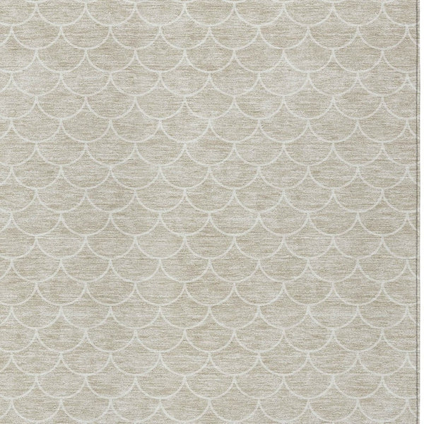 HomeRoots 5' Beige and Ivory Geometric Area Rug - Stylish, Washable, Durable Design for Indoor and Outdoor Spaces 10' X 14' 596164