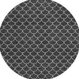 Homeroots 3' Stylish Beige And Ivory Geometric Washable Area Rug For Indoor And Outdoor Spaces, Durable Design 8' Round Polyester 596167