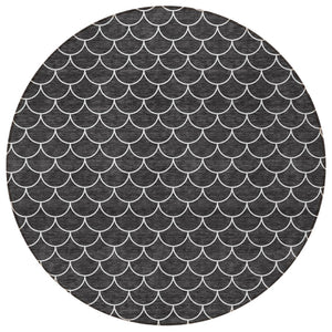 Homeroots 3' Stylish Beige And Ivory Geometric Washable Area Rug For Indoor And Outdoor Spaces, Durable Design 8' Round Polyester 596167