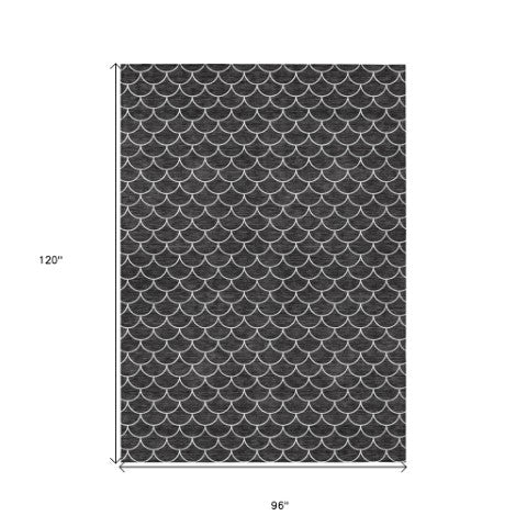 Homeroots 3' Stylish Beige And Ivory Geometric Washable Area Rug For Indoor And Outdoor Spaces, Durable Design 8' X 10' Polyester 596168