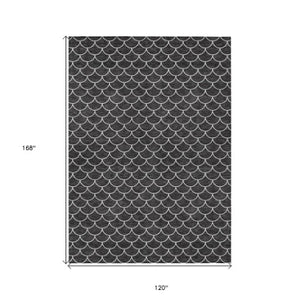 Homeroots 3' Stylish Beige And Ivory Geometric Washable Area Rug For Indoor And Outdoor Spaces, Durable Design 10' X 14' Polyester 596170