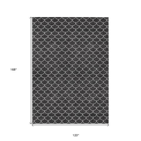 Homeroots 3' Stylish Beige And Ivory Geometric Washable Area Rug For Indoor And Outdoor Spaces, Durable Design 10' X 14' Polyester 596170