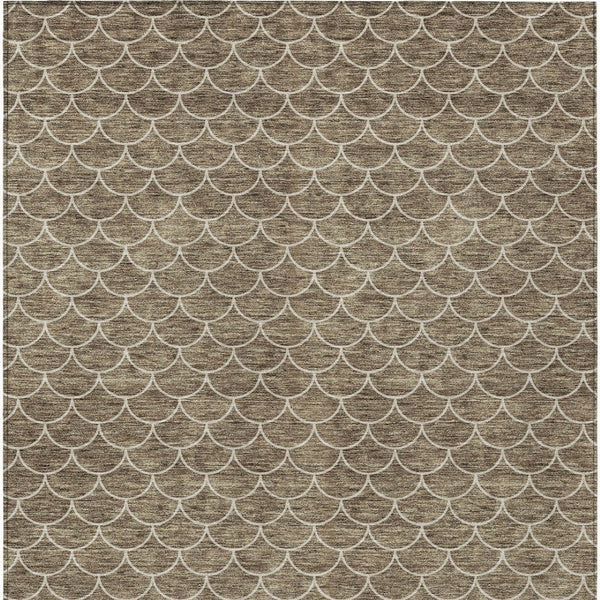 Homeroots 3' Stylish Beige And Ivory Geometric Washable Area Rug For Indoor And Outdoor Spaces, Durable Design 3' X 5' Polyester 596171