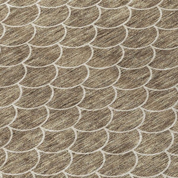 Homeroots 3' Stylish Beige And Ivory Geometric Washable Area Rug For Indoor And Outdoor Spaces, Durable Design 3' X 5' Polyester 596171