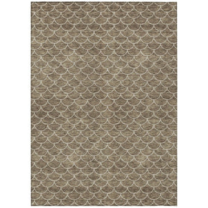 HomeRoots 5' Stylish Brown and Beige Geometric Indoor-Outdoor Area Rug for Versatile Home Decor & Comfort 5' X 8' 596172