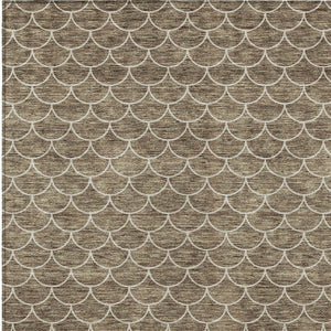 Homeroots 3' Stylish Beige And Ivory Geometric Washable Area Rug For Indoor And Outdoor Spaces, Durable Design 5' X 8' Polyester 596172
