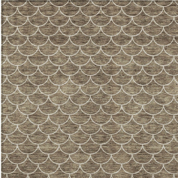 Homeroots 3' Stylish Beige And Ivory Geometric Washable Area Rug For Indoor And Outdoor Spaces, Durable Design 5' X 8' Polyester 596172