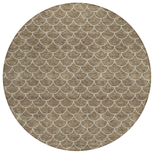 HomeRoots 5' Stylish Brown and Beige Geometric Indoor-Outdoor Area Rug for Versatile Home Decor & Comfort 8' Round 596173
