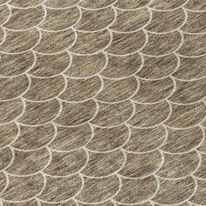 HomeRoots 5' Stylish Brown and Beige Geometric Indoor-Outdoor Area Rug for Versatile Home Decor & Comfort 8' Round 596173
