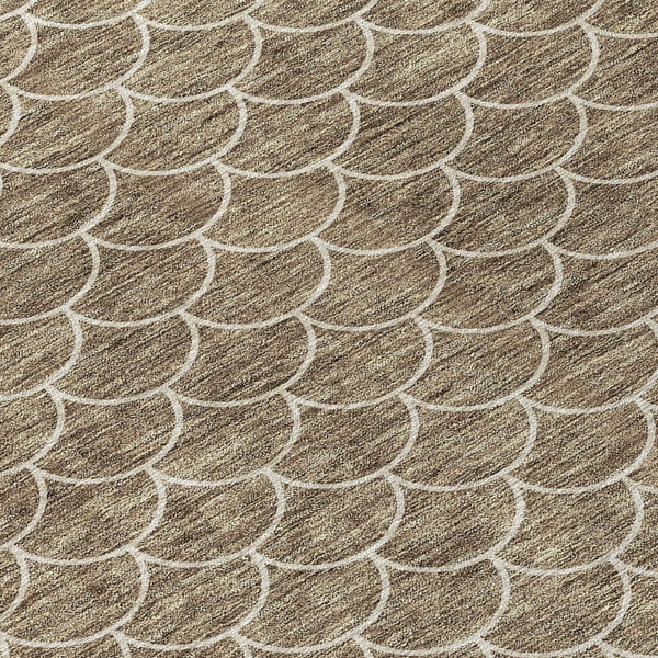 HomeRoots 5' Stylish Brown and Beige Geometric Indoor-Outdoor Area Rug for Versatile Home Decor & Comfort 8' Round 596173