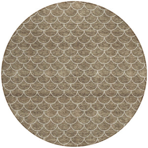 HomeRoots 5' Stylish Brown and Beige Geometric Indoor-Outdoor Area Rug for Versatile Home Decor & Comfort 8' Round 596173