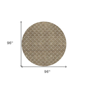 Homeroots 3' Stylish Beige And Ivory Geometric Washable Area Rug For Indoor And Outdoor Spaces, Durable Design 8' Round Polyester 596173